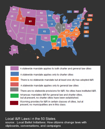 Let Bama Vote: Alabama Initiative and Referendum color coded 50 states by I&R laws